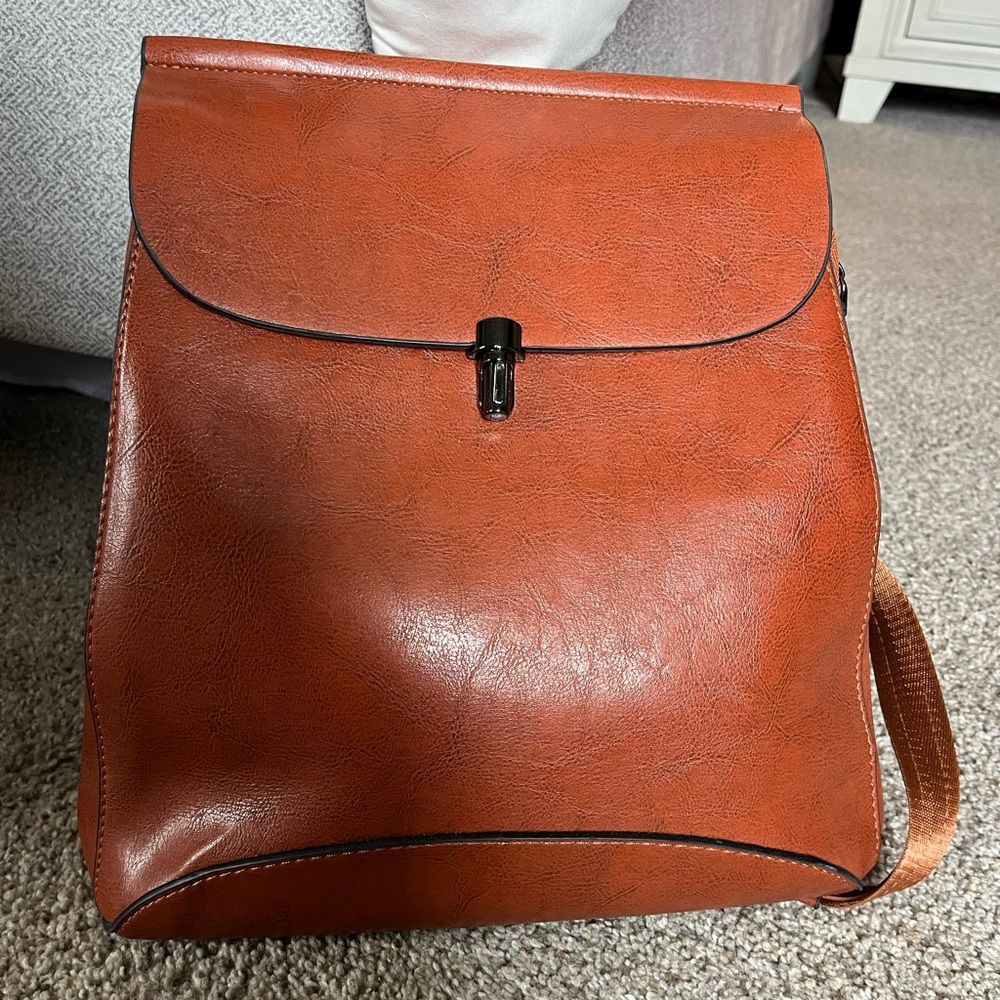 Vegan Leather Convertible Backpack Purse